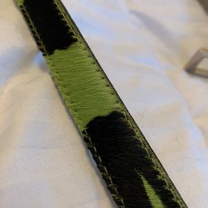 Ladies Elite Belt In Green Cow Print